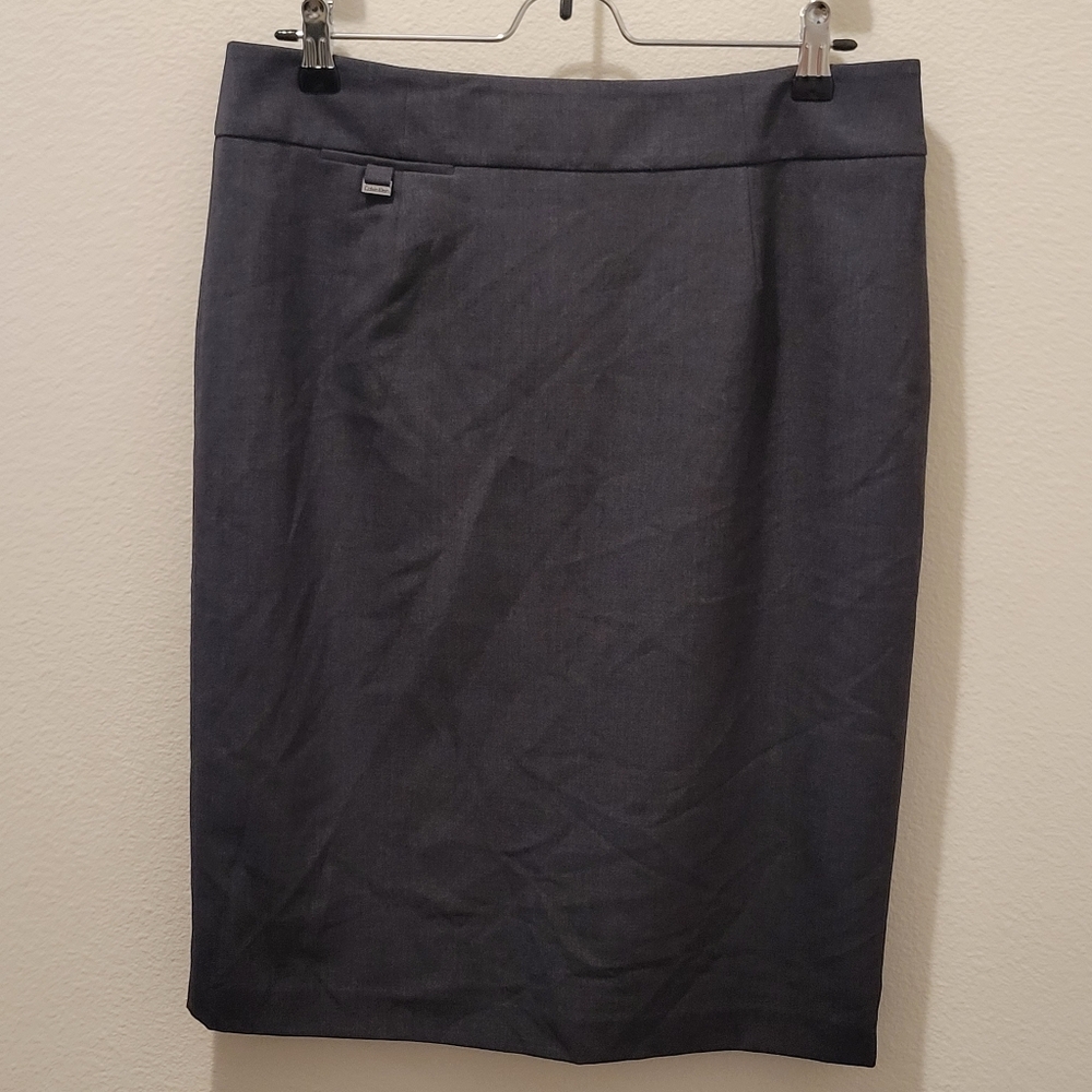 Calvin Klein Gray Lined Pencil Suit Skirt Womens 10